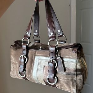 Coach Op Art Suede Satchel